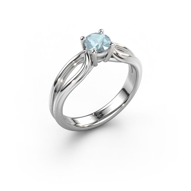 Verlovingsring Antonia rnd 1 950 platina aquamarijn 5 mm