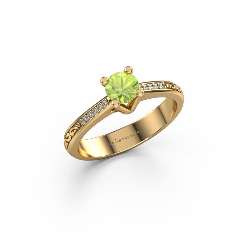 Engagement ring Mei 585 gold peridot 4.7 mm