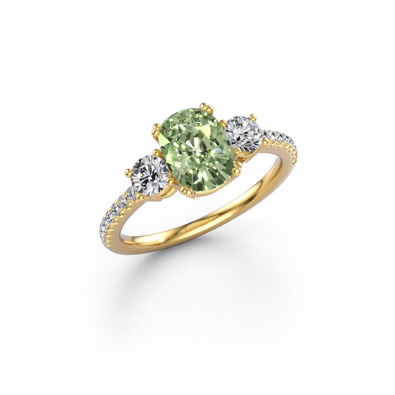 Engagement ring Dominique CSH 2 585 gold green lab grown diamond 8x6 mm