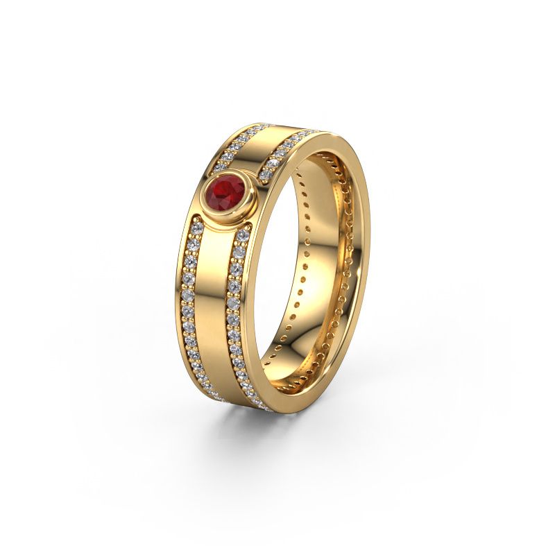 Trouwring WH2044P 585 goud robijn ±6x2 mm