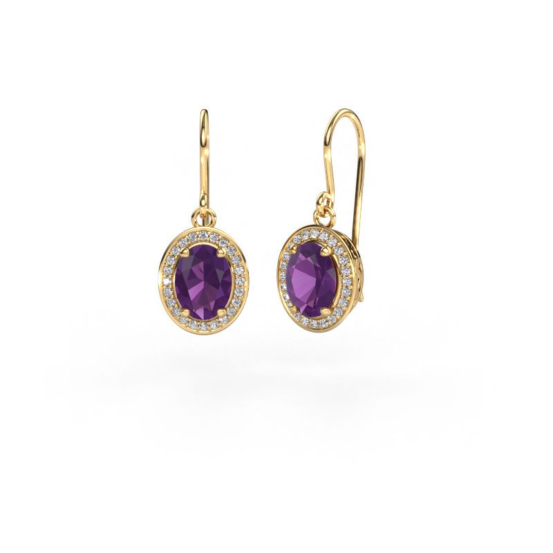 Drop earrings Latesha 585 gold amethyst 7x5 mm