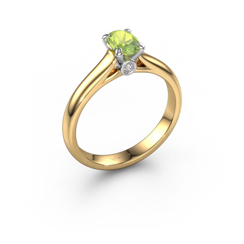 Verlobungsring Valorie ovl 1 585 Gold Peridot 6.5x4.5 mm