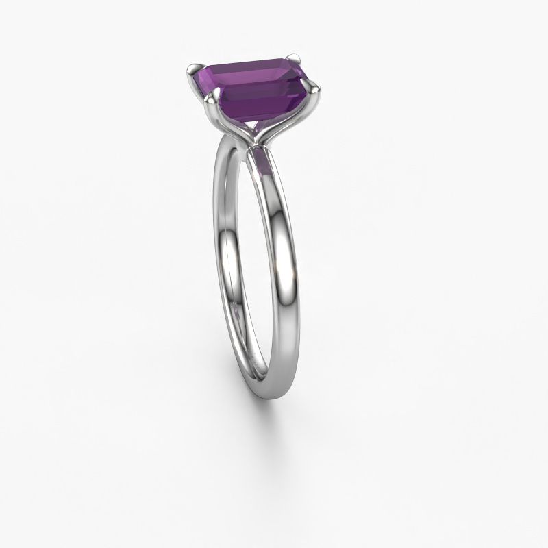 Image of Engagement Ring Crystal Eme 1<br/>950 platinum<br/>Amethyst 8x6 mm