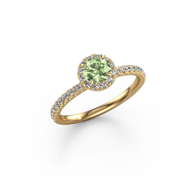 Engagement ring Miranda RND 585 gold green lab grown diamond 6.5 mm