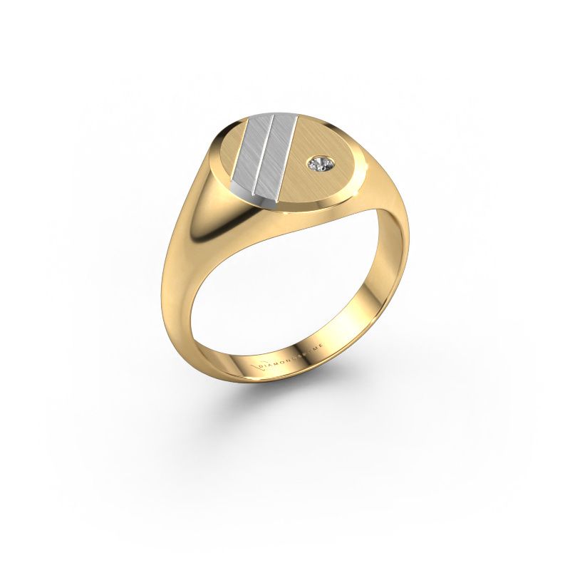 Signet ring Wesley 2 585 gold lab grown diamond 0.03 crt