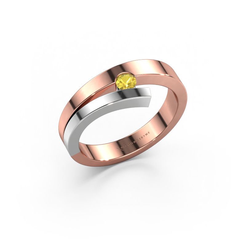 Ring Rosario 585 rosé goud gele saffier 3 mm