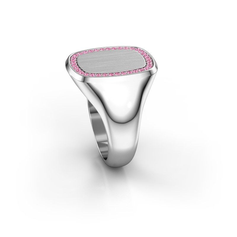 Image of Men's ring floris cushion 4<br/>950 platinum<br/>Pink sapphire 1.2 mm