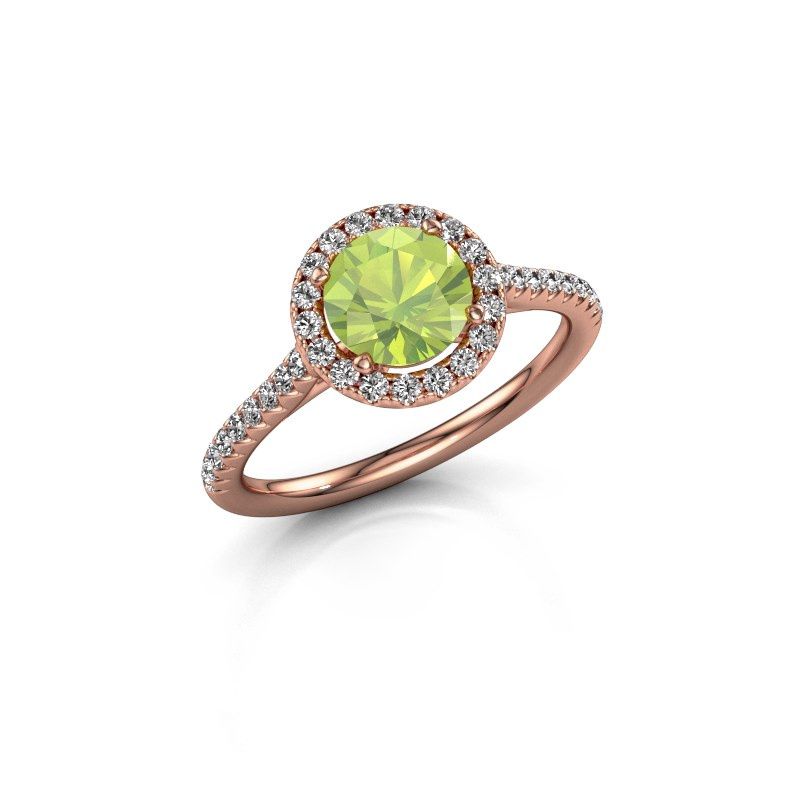Image of Engagement ring seline rnd 2<br/>585 rose gold<br/>Peridot 6.5 mm