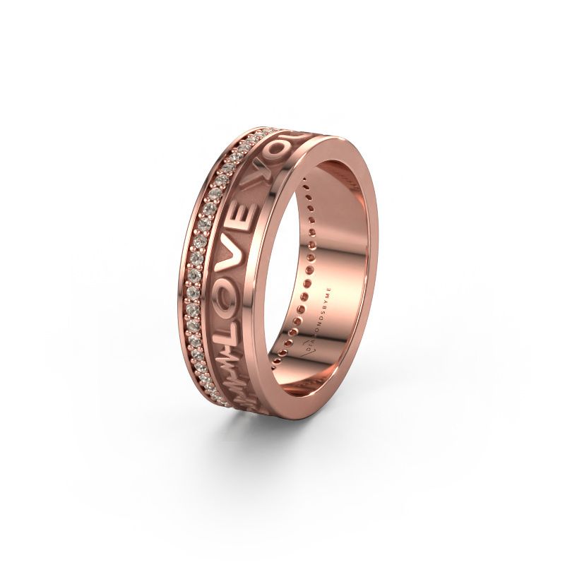 Trouwring Namering 3 585 rosé goud ±6x2 mm