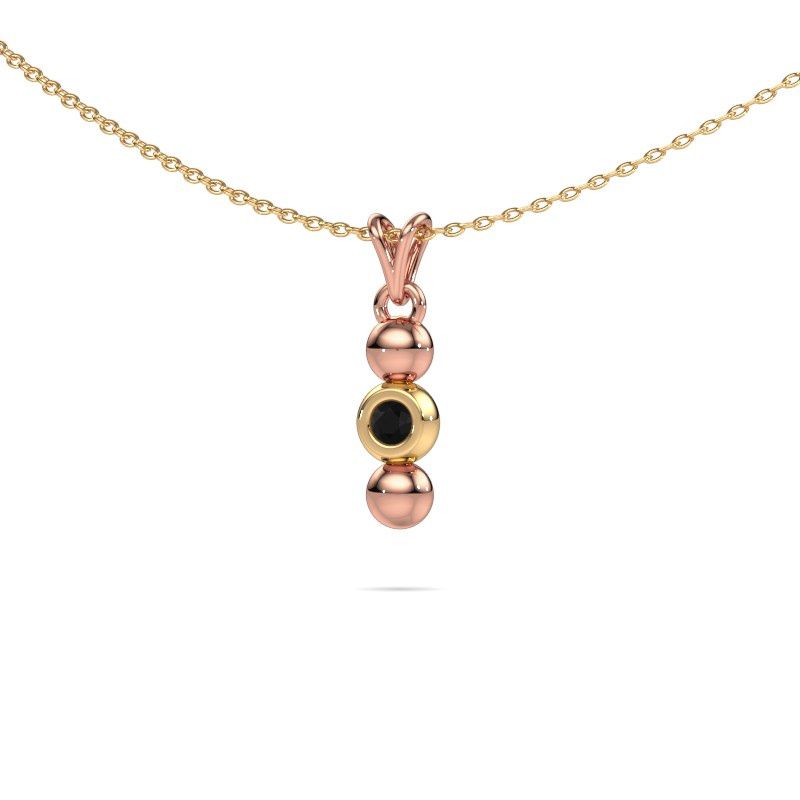 Image of Necklace Lily 585 rose gold black diamond 0.036 crt