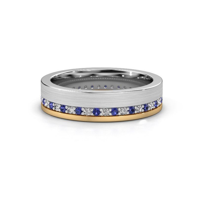 Image of Wedding ring WH0303L15BPM<br/>585 white gold ±5x2 mm<br/>Sapphire 1.3 mm