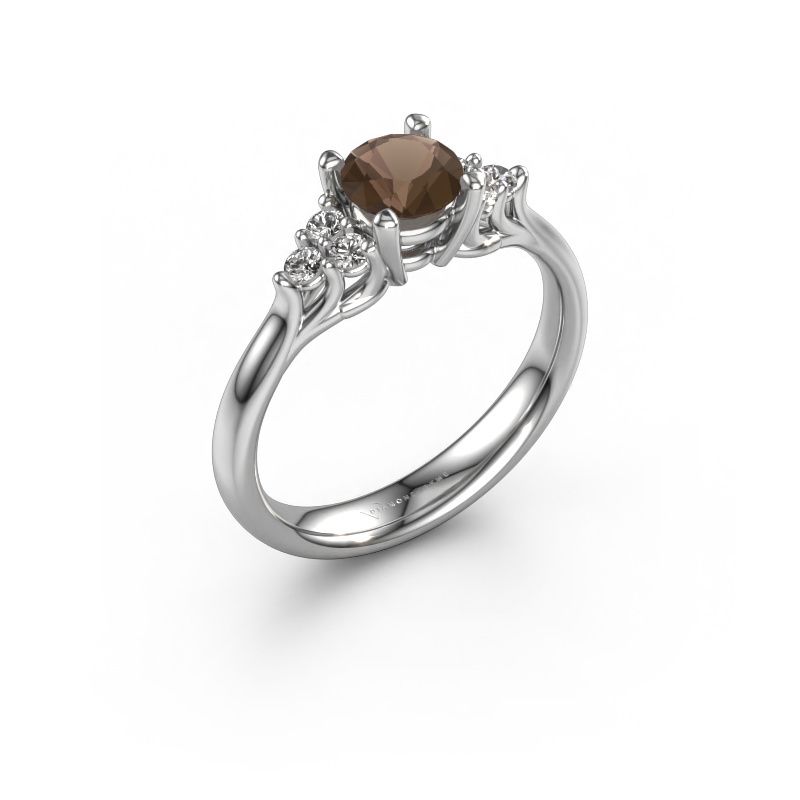 Verlovingsring Monika RND 585 witgoud rookkwarts 5.5 mm