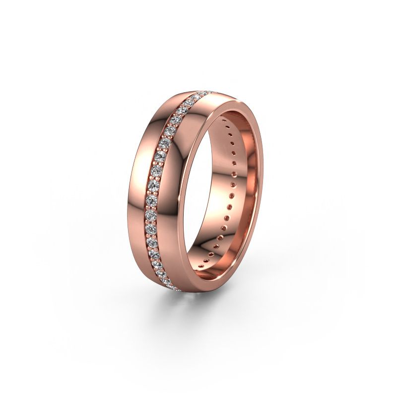 Bague de mariage WH0103L26BP 585 or rose diamant synthétique 0.44 crt ±6x2 mm