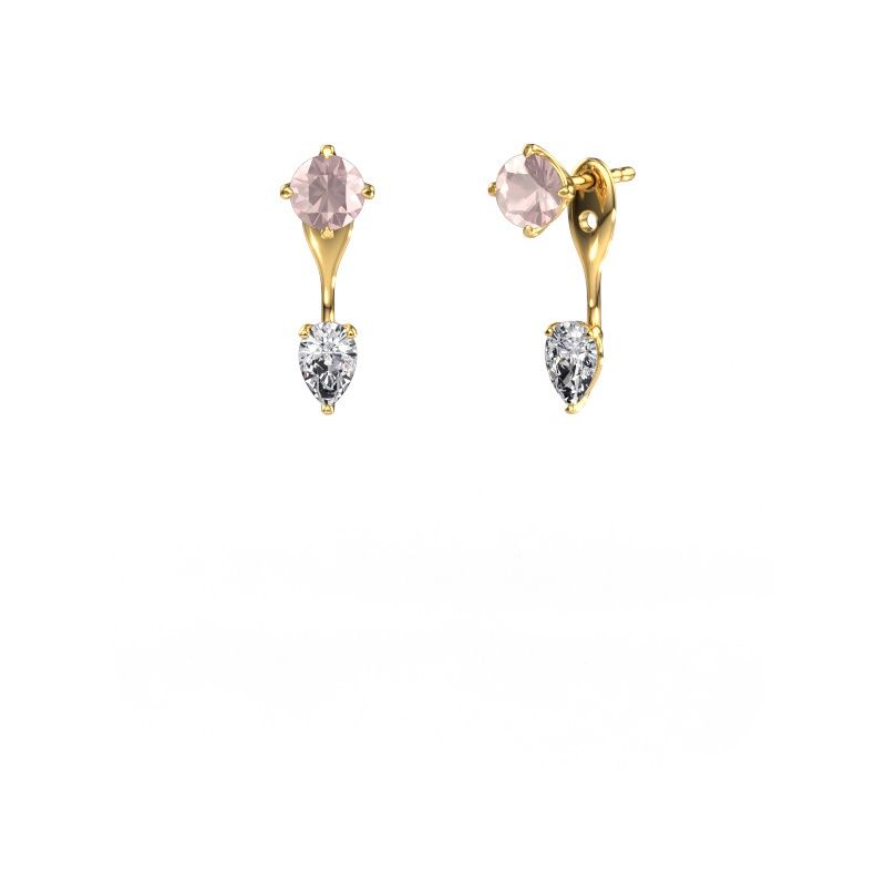 Drop earrings Kate RND-PER 585 gold morganite champagne 5 mm