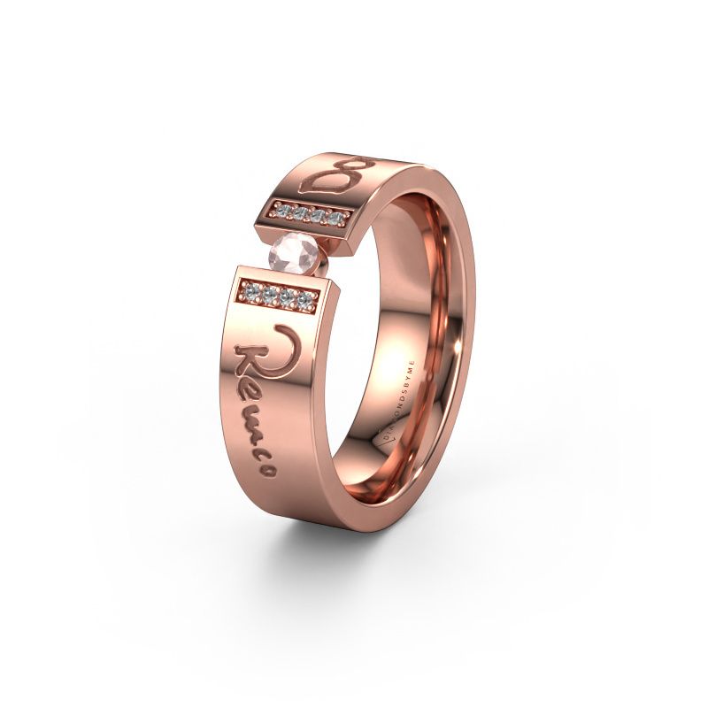 Wedding ring WH2094L16C 585 rose gold ±6x2.2 mm morganite champagne