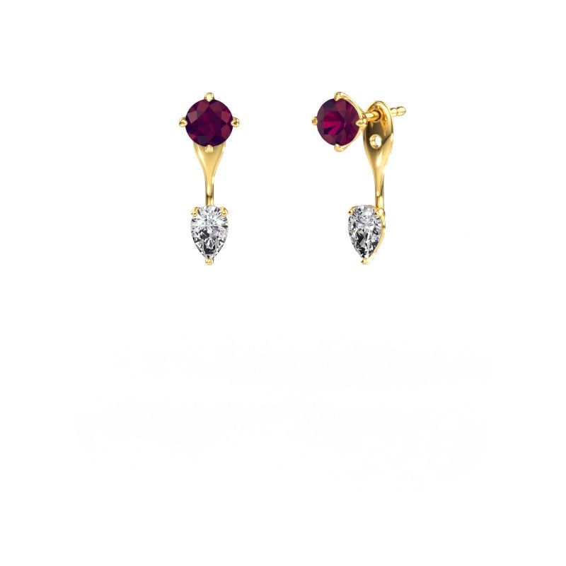 Drop earrings Kate RND-PER 585 gold rhodolite 5 mm