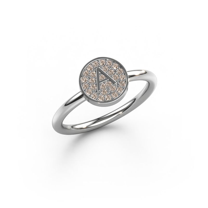 Ring Initial ring 021 585 white gold brown diamond