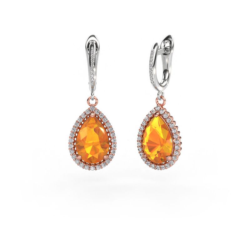 Drop earrings Tilly per 4 585 rose gold citrin 12x8 mm