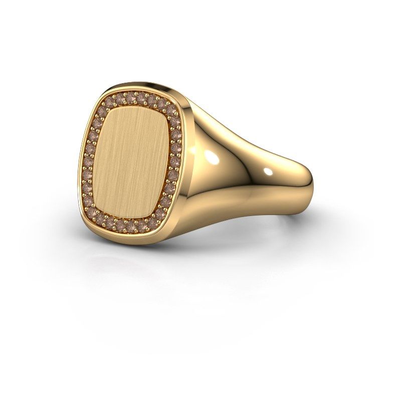 Image of Men's ring floris cushion 3<br/>585 gold<br/>Brown diamond 0.225 crt