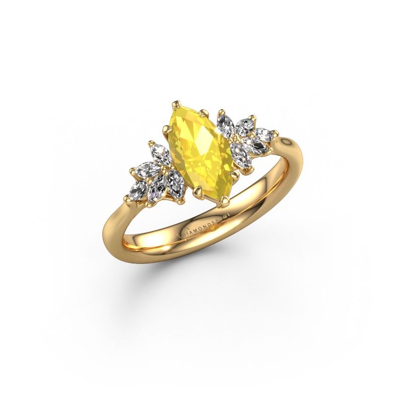 Engagement ring Fiona MRQ 585 gold yellow sapphire 10x5 mm
