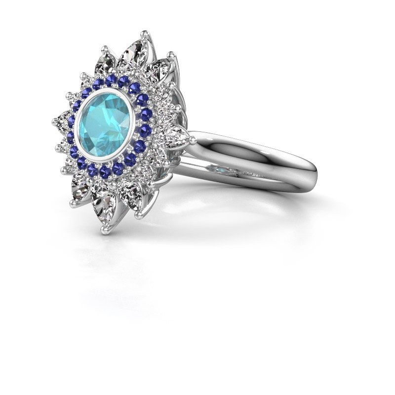 Image of Engagement ring Tianna 585 white gold blue topaz 5 mm