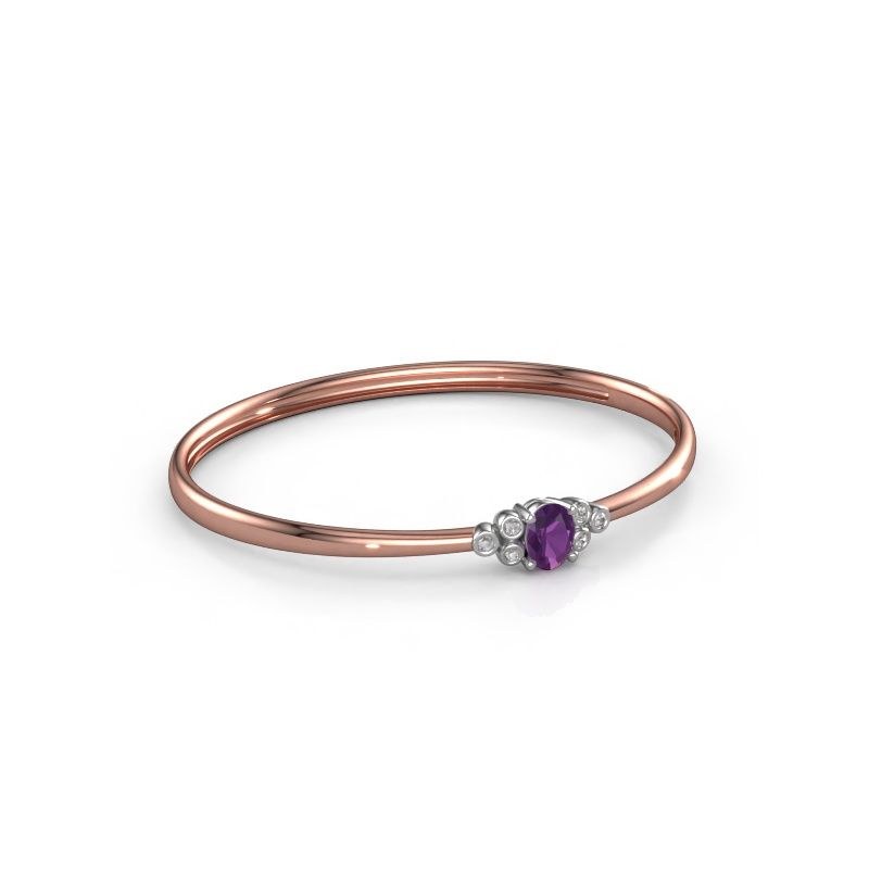 Slavenarmband Lucy 585 rosé goud amethist 8x6 mm