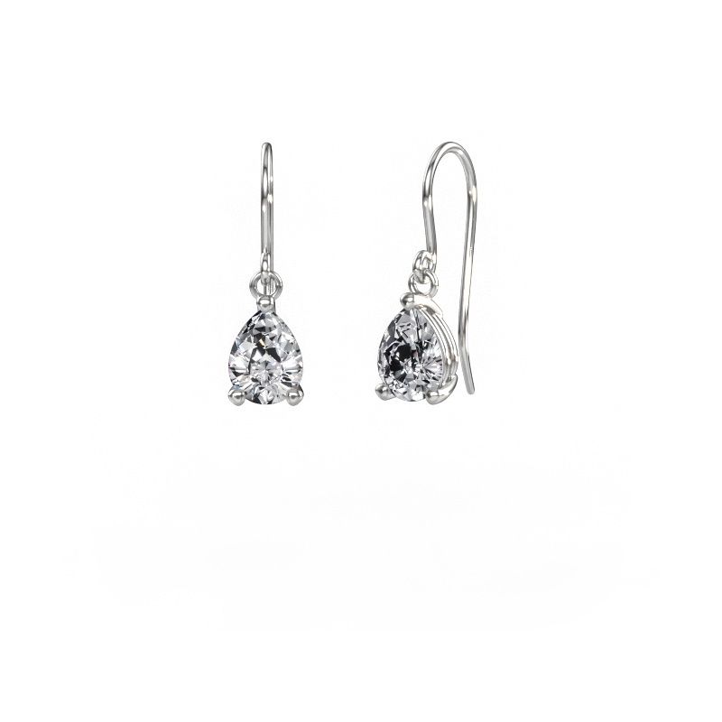 Pendants d'oreilles Laurie PER 1 585 or blanc zircone 8x6 mm