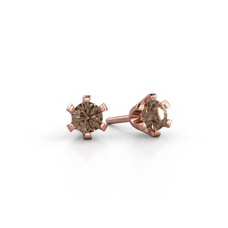Clous d'oreilles Shana 585 or rose diamant brun 0.25 crt