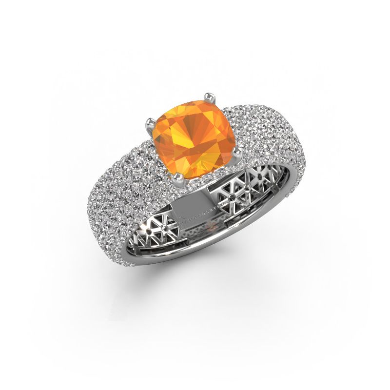 Verlobungsring Darcy 585 Weißgold Citrin 7 mm