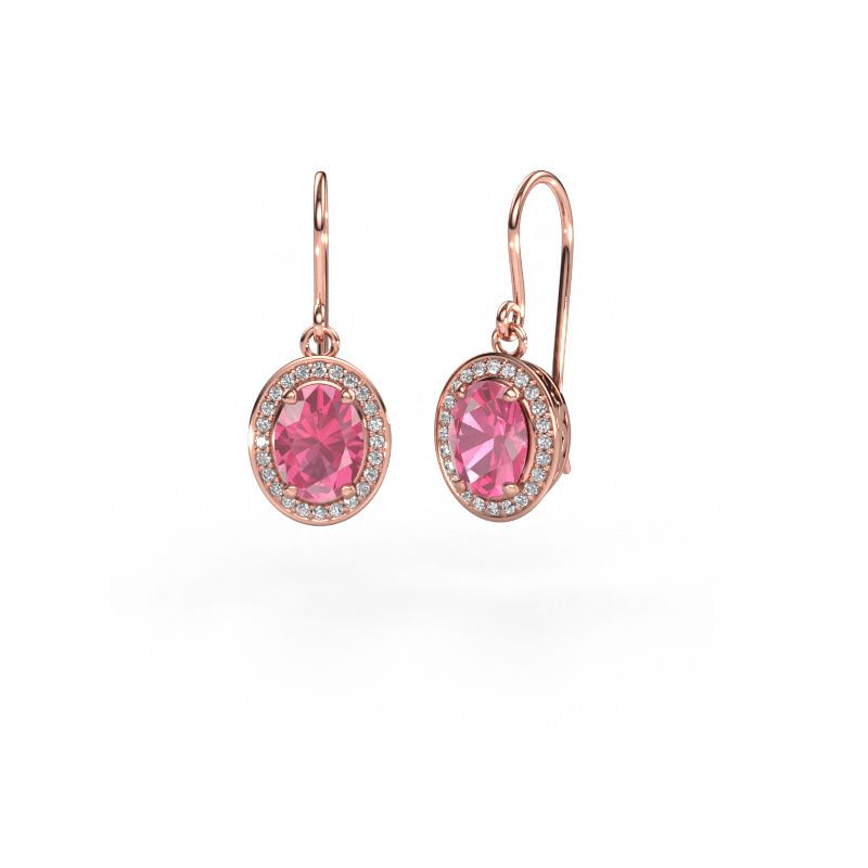 Drop earrings Latesha 585 rose gold pink sapphire 7x5 mm