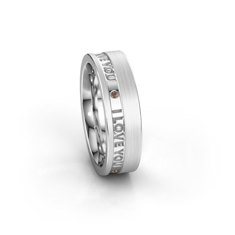 Image of Wedding ring WH2076L16CM<br/>585 white gold ±6x2.2 mm<br/>Brown diamond 0.03 crt