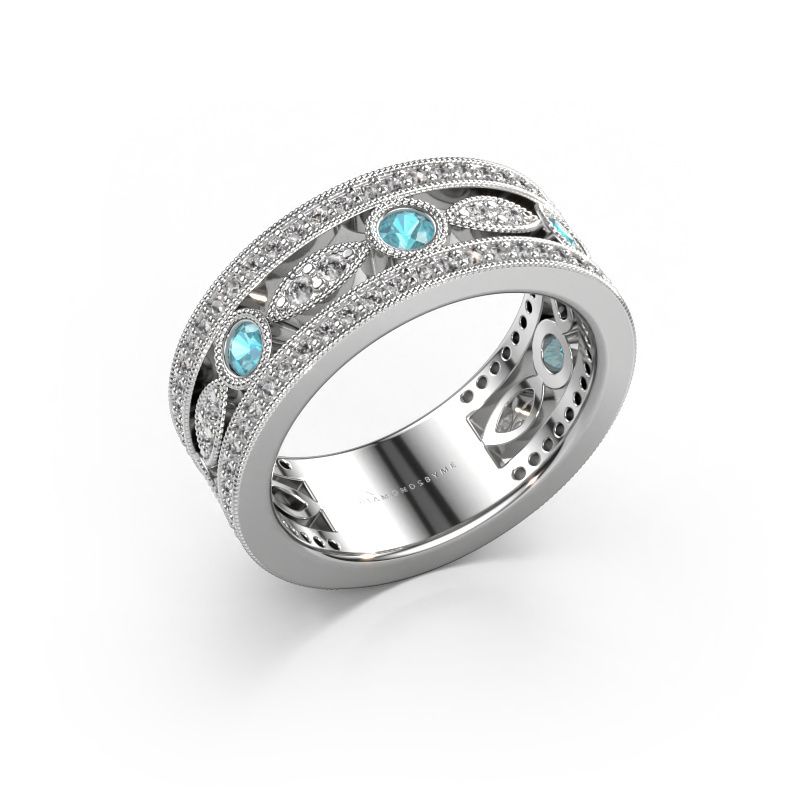 Bague Jessica 585 or blanc topaze bleue 2.5 mm