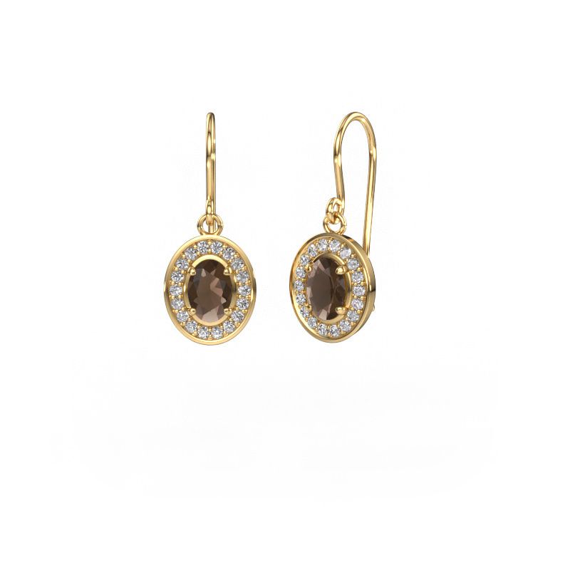 Pendants d'oreilles Layne 1 585 or jaune quartz fumé 6.5x4.5 mm