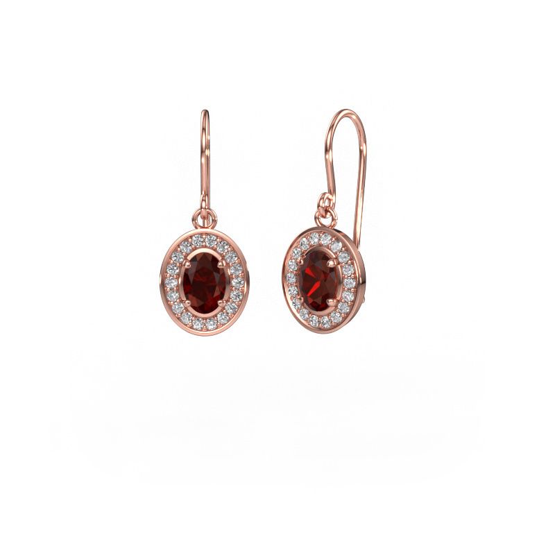 Pendants d'oreilles Layne 1 585 or rose grenat 6.5x4.5 mm