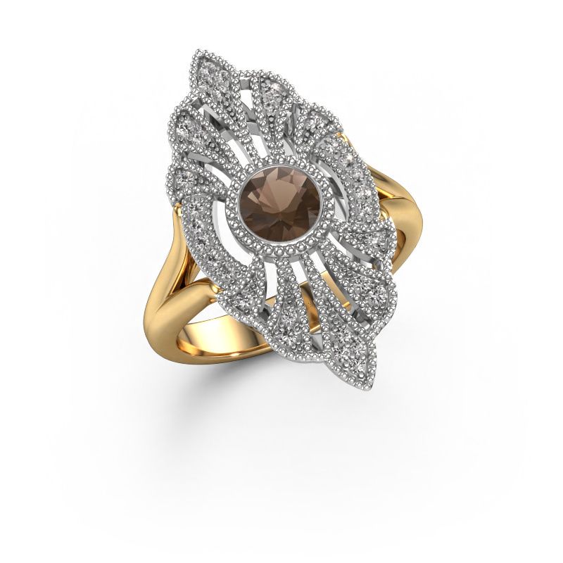 Engagement ring Hanna 585 gold smokey quartz 5 mm
