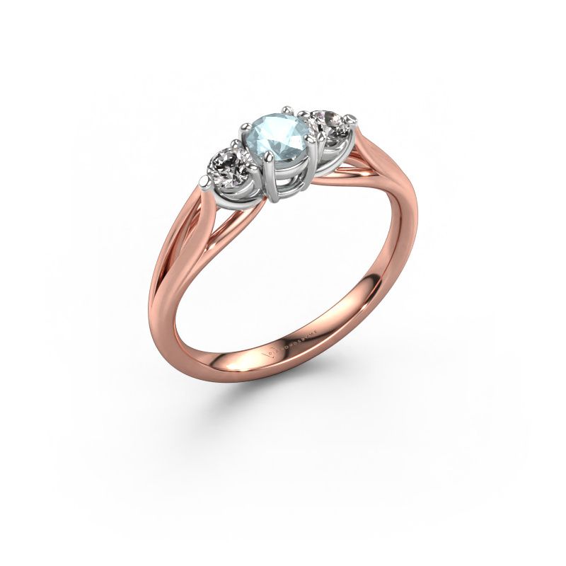 Verlobungsring Amie RND 585 Roségold Aquamarin 4.2 mm