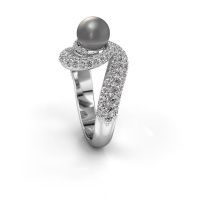Image de Bague Klasina<br/>585 or blanc<br/>Perle grise 7 mm