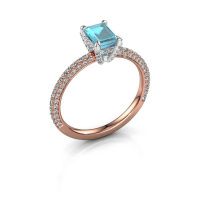 Image of Engagement ring saskia eme 2<br/>585 rose gold<br/>Blue topaz 6.5x4.5 mm