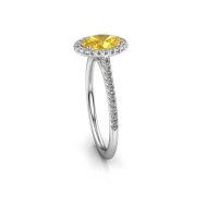 Image of Engagement ring seline ovl 2<br/>585 white gold<br/>Yellow sapphire 7x5 mm
