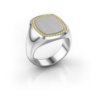 Image of Men's ring floris cushion 4<br/>585 white gold<br/>Yellow sapphire 1.2 mm
