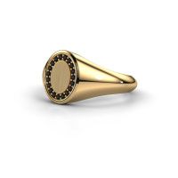 Image of Pinky ring floris oval 1<br/>585 gold<br/>Black diamond 0.17 crt