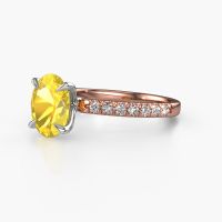 Image of Engagement Ring Crystal Ovl 2<br/>585 rose gold<br/>Yellow sapphire 9x7 mm