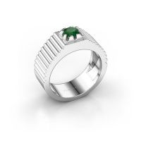 Image of Pinky ring elias<br/>585 white gold<br/>Emerald 5 mm