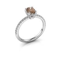 Image of Engagement ring saskia 1 ovl<br/>585 white gold<br/>Brown diamond 0.98 crt