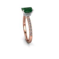 Afbeelding van Verlovingsring Crystal EME 4 585 rosé goud smaragd 7x5 mm