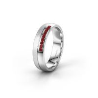 Image of Wedding ring WH0209L25APM<br/>585 white gold ±5x1.7 mm<br/>Ruby