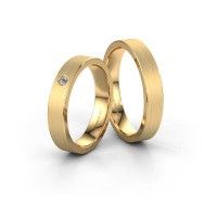 Image of Wedding rings set WH0101LM14AM ±4x1.7 mm 14 Carat gold diamond 0.055 crt