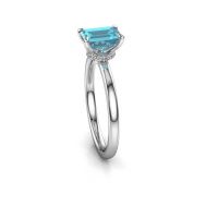 Afbeelding van Verlovingsring Crystal EME 3 585 witgoud blauw topaas 7x5 mm