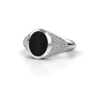 Afbeelding van Pinkring Giovani<br/>950 platina<br/>Onyx 10x8 mm