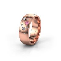 Afbeelding van Trouwring WH0141L26BP 585 rosé goud roze saffier ±7x2 mm